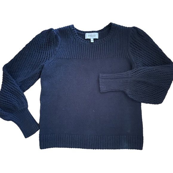 Derek Lam Sweaters - Derek Lam 10 Crosby Women's Black Crochet Sleeve‎ Pullover Sweater Black Medium